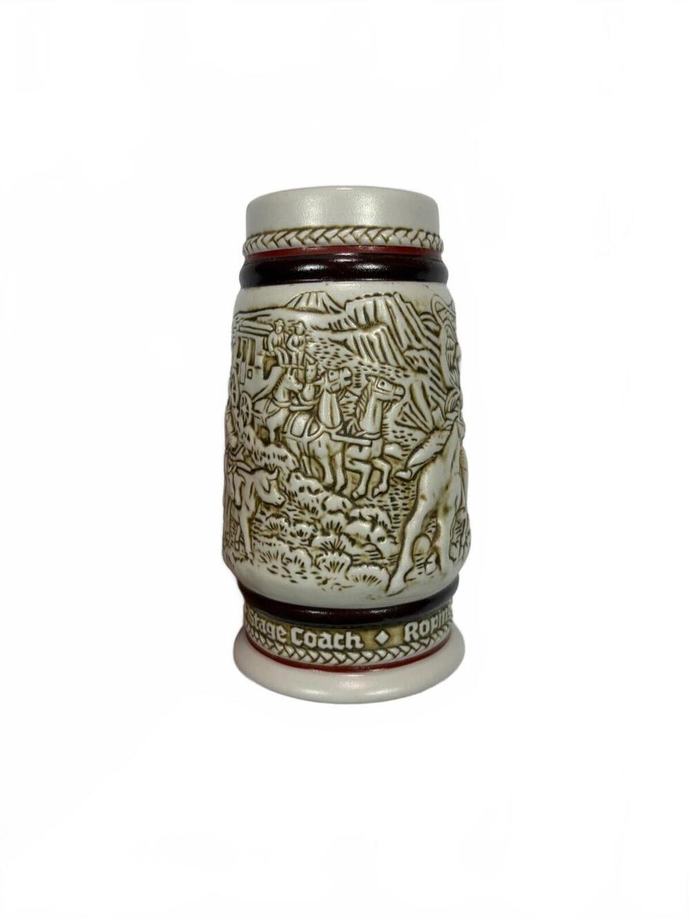 Vintage Avon 1983 Western Roundup Mini Beer Stein Stagecoach Cowboy Brazil